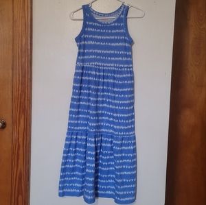Cat & Jack Girls Knit Maxi Dress XL 14 Blue White Tie Dye Stripes